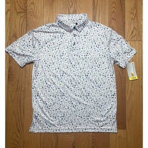 Jack Nicklaus Golf Polo Men’s Small White Short Sleeve Eco Choice Palm Pineapple